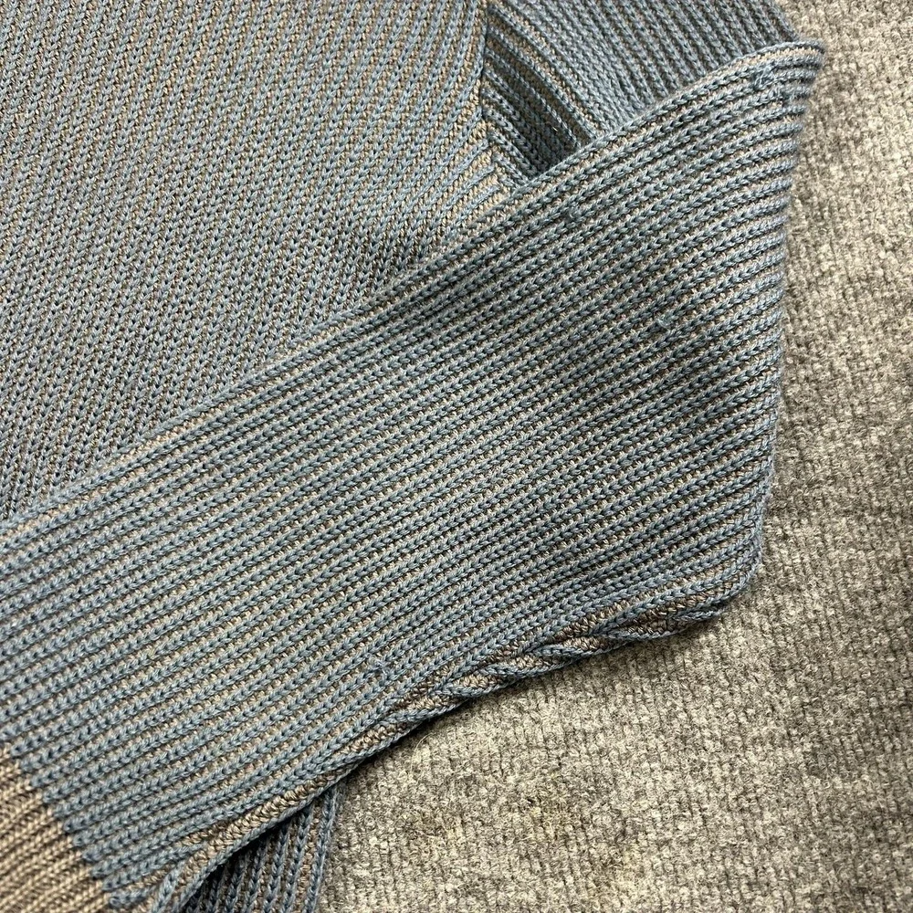 Vintage Eddie Bauer Sweater Mens Medium Blue Rib Knit Heavyweight Crewneck 80s - Picture 5 of 10